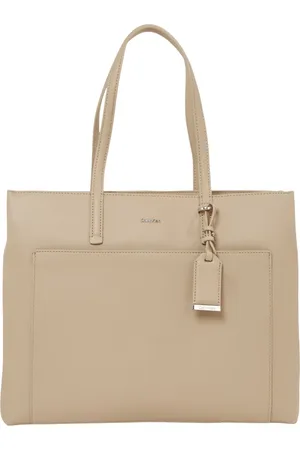 Calvin Klein Torebki, Kobieta, Beżowy, ONE SIZE, Beżowa torba z kieszenią