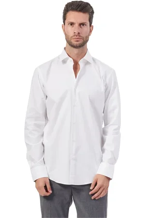 HUGO BOSS Koszule, Mężczyzna, Biały, 8XL, Biała koszula z długim rękawem z bawełny