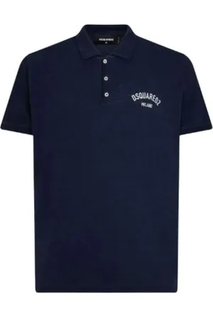 Dsquared2 Koszulki, Mężczyzna, Niebieski, M, Navy Polo Shirt Logo Print