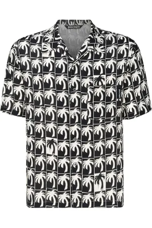 Palm Angels Koszule, Mężczyzna, Czarny, L, Czarna Koszula z Graficznym Nadrukiem