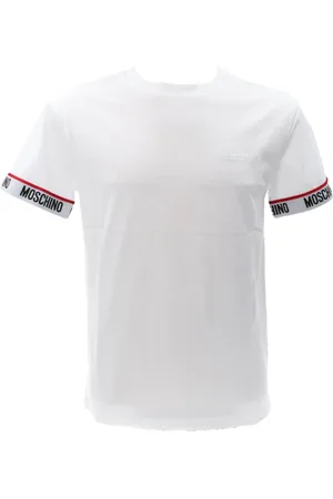Moschino Koszulki, Mężczyzna, Biały, 2XL, Męska koszulka z logo marki