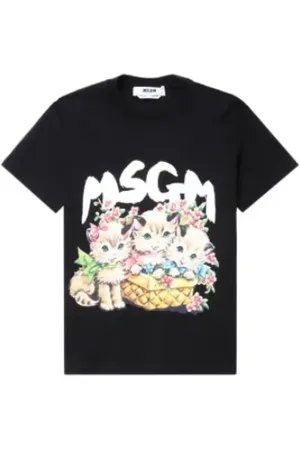 Msgm Koszulki, Kobieta, Czarny, S, Czarne T-shirty i Pola