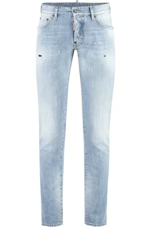 Dsquared2 Jeansy, Mężczyzna, Niebieski, XL, Bawełna, Jeansyy bawełniane z efektem znoszenia i spersonalizowanymi nitami