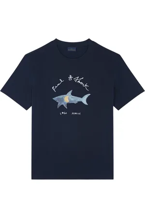 Paul & Shark Koszulki, Mężczyzna, Niebieski, L, Koszulka z bawełnianego dżerseju z nadrukiem Logo Księżyca