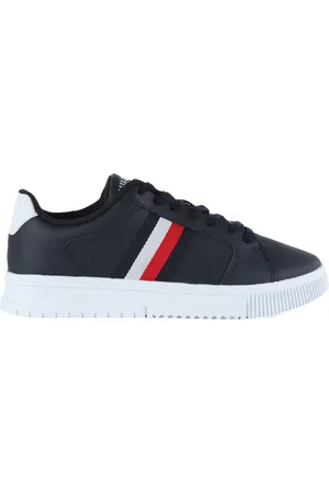 Tommy Hilfiger Buty, Mężczyzna, Niebieski, 42 EU, Skóra, Skórzane Sneakersy z Kontrastową Podeszwą