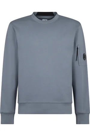 C.P. Company Bluzy, Mężczyzna, Niebieski, M, Len, Diagonal Raised Fleece Crew Neck Sweatshirt