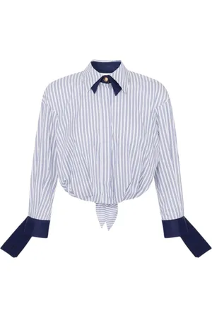 Elisabetta Franchi Bluzki, Kobieta, Niebieski, XS, Koszula z haftowanym logo Regular