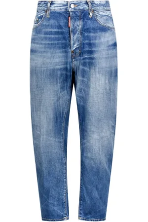 Dsquared2 Jeansy, Mężczyzna, Niebieski, 2XL, Denim, Niebieskie Cropped Jeansyy