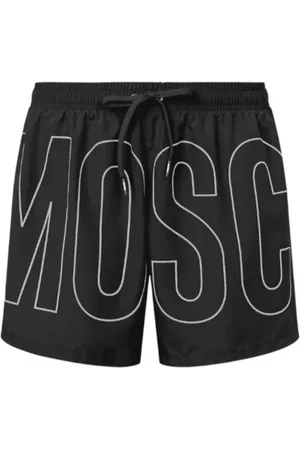 Moschino Stroje kąpielowe, Mężczyzna, Czarny, 2XL, Poliester, Męskie Kąpielowe Boxer z 360° Wypukłymi Literami