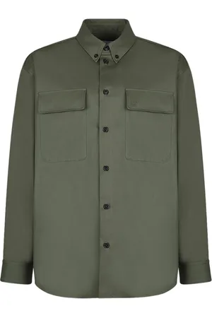 OFF-WHITE Koszule, Mężczyzna, Zielony, M, Militarna Zielona Kurtka z Logo