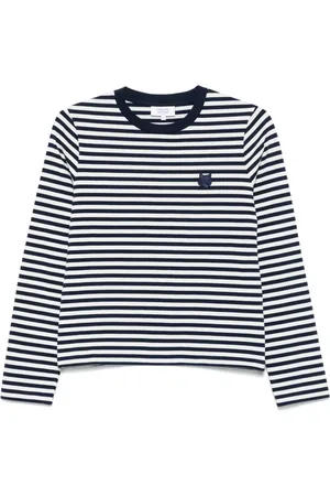 Maison Kitsuné Koszulki, Kobieta, Niebieski, M, Granatowy Sweter z Wzorem Liska