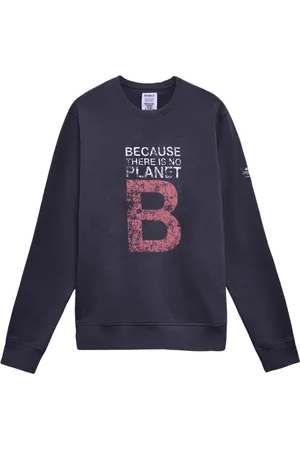 ECOALF Bluzy, Mężczyzna, Niebieski, S, Bawełna, Niebieski Bawełniany Top z Długim Rękawem i Nadrukiem na Przodzie