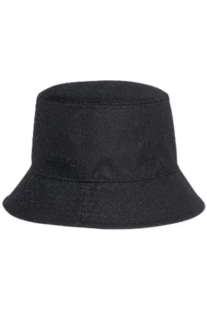Calvin Klein Akcesoria, Mężczyzna, Czarny, ONE SIZE, Czarna czapka wiaderko z monogramem