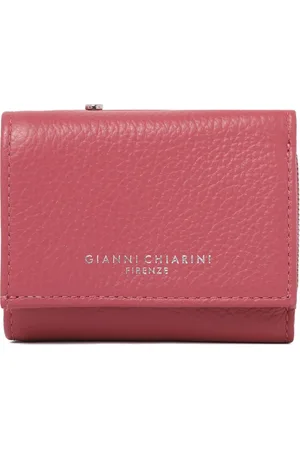 Gianni chiarini Akcesoria, Kobieta, Różowy, ONE SIZE, Ciemnoróżowa Skórzana Portmonetka z Przegródkami na Karty
