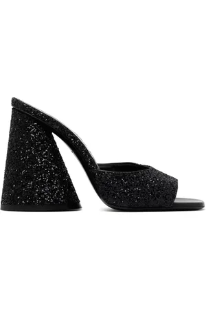 The Attico Buty, Kobieta, Czarny, 36 EU, Czarne Glitter Mule Sandały