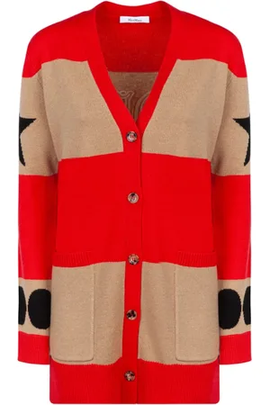 Max Mara Swetry, Kobieta, Czerwony, S, Kaszmir, Czerwony Sweter Cardigan Valido
