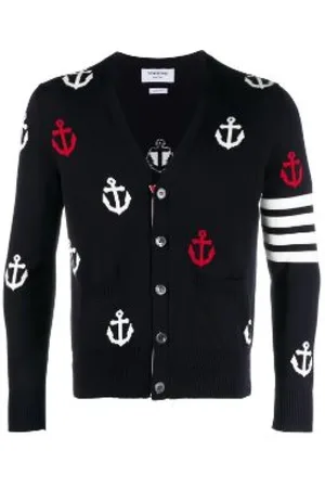 Thom Browne Swetry, Mężczyzna, Niebieski, M, Niebieski Sweter Męski