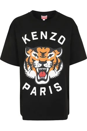 Kenzo Koszulki, Kobieta, Czarny, S, Bawełna, Koszulka Lucky Tiger Oversize