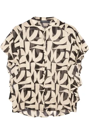 Elena Miro Bluzki, Kobieta, Wielobarwność, 4XL, Len, Bluzka z nadrukiem georgette