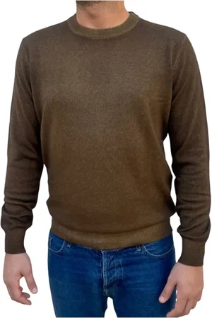 KANGRA CASHMERE Swetry, Mężczyzna, brązowy, M, T-shirt z okrągłym dekoltem