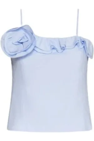 MARELLA Koszulki, Kobieta, Niebieski, S, Bustier z różami i falbanami