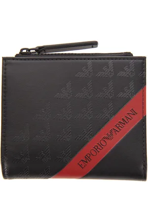 Emporio Armani Akcesoria, Mężczyzna, Czarny, ONE SIZE, Czarna portmonetka z logo orła