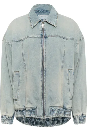 Gestuz Kurtki, Kobieta, Niebieski, XS, Denim, Oversized Denim Bomber Acid Wash