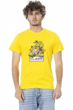 Roberto Cavalli Koszulki, Mężczyzna, Żółty, S, Żółty T-shirt z Logo Krótkie Rękawy O-neck