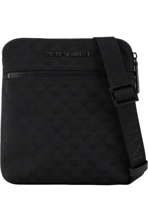 Emporio Armani Torebki, Mężczyzna, Czarny, ONE SIZE, Nylon, Torba na ramię Jacquard Aquila z metalowym logo
