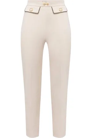 Elisabetta Franchi Spodnie, Kobieta, Biały, L, Stylowa Sukienka z 96% Poliestru 4% Elastanu