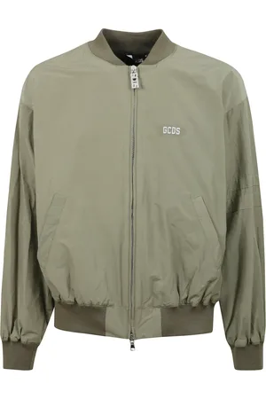 GCDS Kurtki, Mężczyzna, Zielony, S, Nylon, Nylonowa Kurtka Bomber z Drobniutkimi Szczegółami
