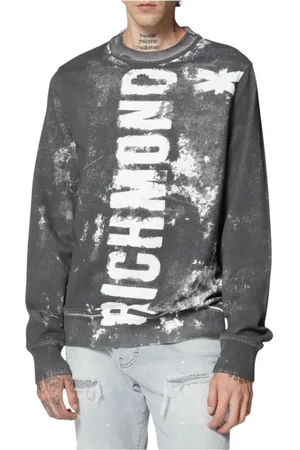 John Richmond Bluzy, Mężczyzna, Szary, M, Stylowy Sweter dla Mężczyzn