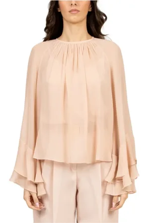 Max Mara Bluzki, Kobieta, Beżowy, S, Jedwabna Georgette Beżowa Koszula