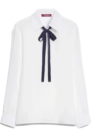 Max Mara Bluzki, Kobieta, Biały, S, Jedwabna Bluzka Crêpe de Chine