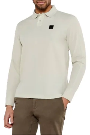 HUGO BOSS Koszulki, Mężczyzna, Beżowy, XL, Nylon, Polo z Nylonu z Długim Rękawem