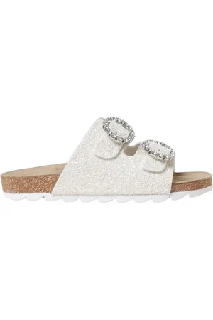MONNALISA Buty, unisex, Biały, 36 EU, Niebieskie Sandały z Brokatem dla Dziewczynek
