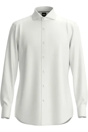 HUGO BOSS Koszule, Mężczyzna, Biały, 3XL, Bawełna, Koszula Slim Fit z Długim Rękawem