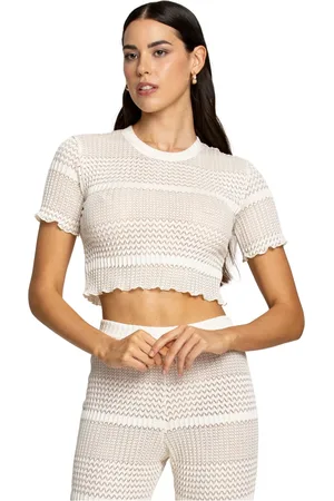 4GIVENESS Swetry, Kobieta, Biały, M, Ikoniczny Różowy Crop Top Cover Up