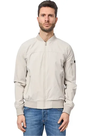 YES ZEE BY ESSENZA Kurtki, Mężczyzna, Szary, 3XL, Nylon, Szary Bomber z kieszenią na zamek