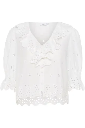 Saint Tropez Bluzki, Kobieta, Biały, S, Feminine Broderie Anglaise Shirt Blouse