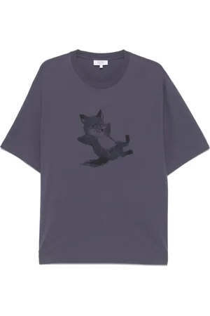 Maison Kitsuné Koszulki, Mężczyzna, Niebieski, M, Indigo Crew Neck T-shirt