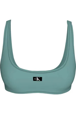 Calvin Klein Stroje kąpielowe, Kobieta, Niebieski, M, Nylon, Bralette Bikini Top Okrągły Dekolt