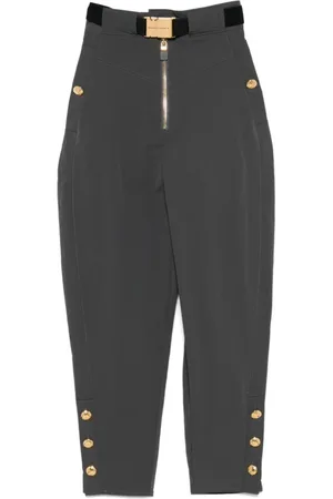 Elisabetta Franchi Spodnie, Kobieta, Szary, XS, Stylowe spodnie z paskiem
