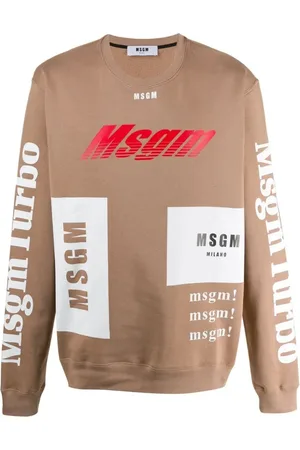 Msgm Bluzy, Mężczyzna, brązowy, M, Bluzy i bluzy z nadrukiem logo
