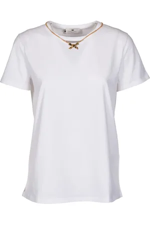 Elisabetta Franchi Koszulki, Kobieta, Biały, XL, Stylowe T-shirty i Pola