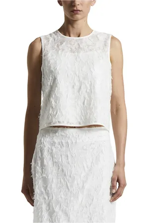PESERICO SIGN Koszulki, Kobieta, Biały, M, Organza, Fil coupé organza top