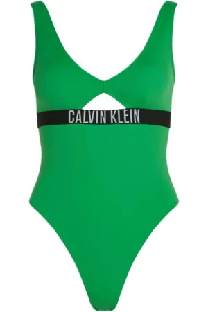 Calvin Klein Stroje kąpielowe, Kobieta, Zielony, L, Nylon, Modny strój jednoczęściowy