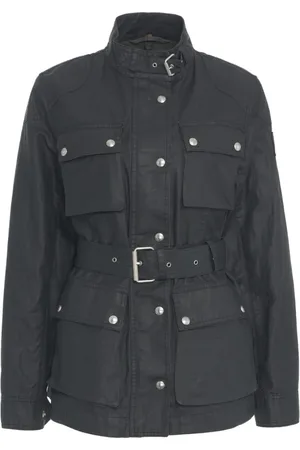 Belstaff Kurtki, Kobieta, Czarny, M, Czarna kurtka polowa z wysokim kołnierzem