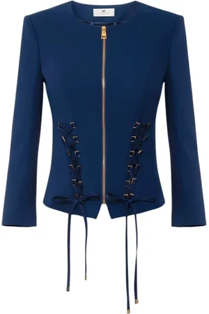 Elisabetta Franchi Kurtki, Kobieta, Niebieski, 2XL, Elegancka Bluzka z Unikalnym Designem