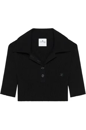 Courrèges Koszulki, Kobieta, Czarny, L, Czarny Krótki Polo Top
